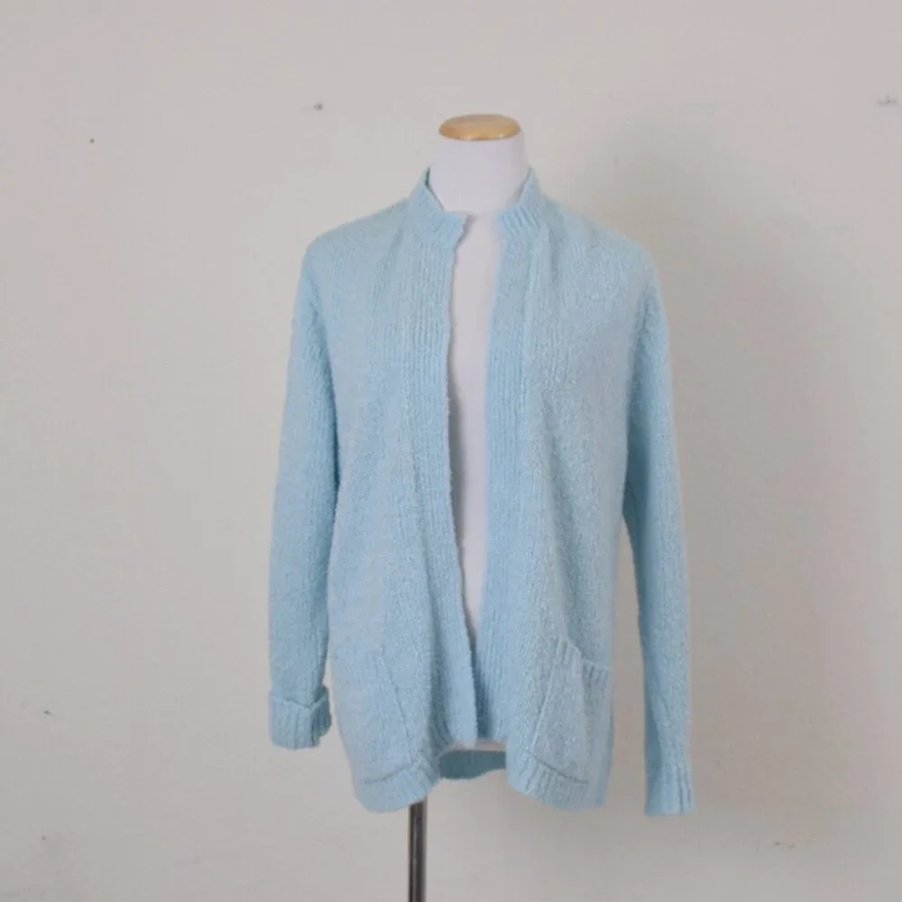 Vintage 80s Blue‎ Granny Acrylic Sweater size 42
